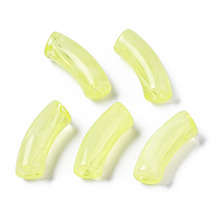 Acrylic Beads, Imitation Gemstone, Curved Tube, Champagne Yellow, 34.5x13x11mm, Hole: 3.5mm