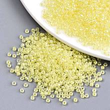 Honeyhandy 6/0 Glass Seed Beads, Transparent Inside Colours Luster, Round Hole, Round, Champagne Yellow, 6/0, 4~5x2.5~4.5mm, Hole: 1.2mm, about 1000pcs/100g