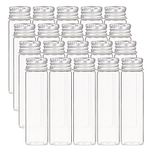 Glass Bottles, with Screw Aluminum Cap and Silicone Stopper, Empty Jar, Platinum, Clear, 8x2.2cm; Capacity: 20ml(0.67 fl. oz), 20pcs/box