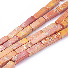 Arricraft Natural Imperial Jasper Beads Strands, Cuboid, Dyed, Orange, 13~13.5x4.2~4.5x4.2~4.5mm, Hole: 1.2mm, about 30pcs/strand, 15.5 inches~16.1 inches(39.5~41cm)