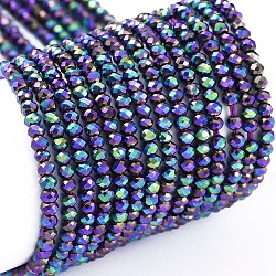 Arricraft Electroplate Glass Beads Strands, Full Plated, Faceted, Rondelle, Gunmetal Plated, 2x1.5mm, Hole: 0.6mm, about 235~247pcs/Strand, 14.57~14.76 inches(37~37.5cm)  ( 022ZM2 )