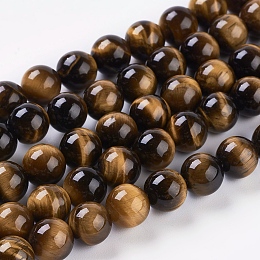 ARRICRAFT Natural Tiger Eye Beads Strands, Dyed, Round, Goldenrod, 8mm