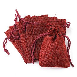 Honeyhandy Burlap Packing Pouches Drawstring Bags, Dark Red, 9x7cm