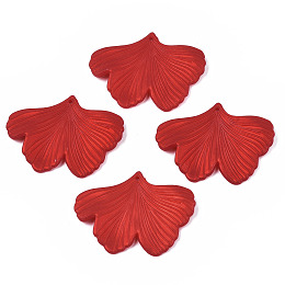 Honeyhandy Rubberized Style Opaque Acrylic Pendants, Ginkgo Leaf, Dark Red, 33.3x44.9x4mm, Hole: 1.5mm