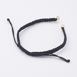 Honeyhandy Nylon DIY Bracelet Making, with Brass Rings, Golden, Black, 140~175x4~7.5mm