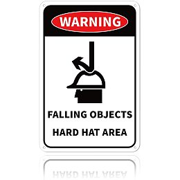 GLOBLELAND Warning Falling Objects Hard Hat Area Sign 8x12 inches 35 Mil Aluminum Funny Warning Sign for House, UV Protected and Waterproof