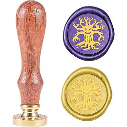 CRASPIRE Wax Seal Stamp Demon Tree Vintage Brass Head Wooden Handle Removable Sealing Wax Seal Stamp 25mm for Embellishment of Envelopes Wedding Invitations Wine Packages