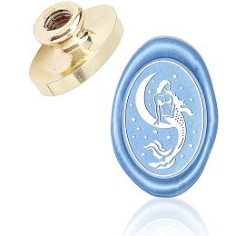 CRASPIRE Wax Seal Stamp Head Mermaid Moon Sealing Stamp Oval Heads Only Removable Sealing Brass Stamp Head for Decorating Wedding Letters Invitations Envelopes Gift Packing