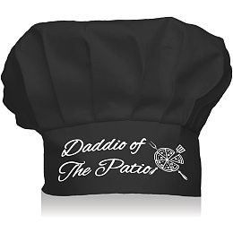 CREATCABIN Funny Chef Hat Daddio of The Patio Chef Hat Adjustable Elastic Kitchen Catering Cooking Cap for Dad's Birthday Father's Day Baker Men & Women Black Christmas