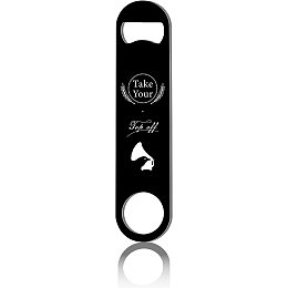 CREATCABIN Funny Black Bottle Opener Flat Speed Openers Stainless Steel Heavy Duty for Bar Pub Beer Bartenders Home Kitchen Father's Day Valentine Birthday Gifts Easy to Use- Take Your Top Off 7"