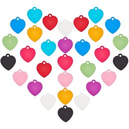 SUPERFINDINGS 30Pcs 10 Colors 35x31.5mm Aluminum Blank Pendants Heart Shape Stamping Tag Double Side Blanks for Jewelry Accessories Pet ID Dangle Charms 4mm Hole