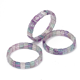 Honeyhandy Natural Fluorite Gemstone Stretch Bracelets, Faceted, Rectangle, 2-3/8 inch(6cm)