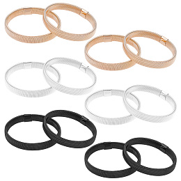 AHANDMAKER 6Pcs 3 Colors High Carbon Steel Stretch Arm Bracelets Set, Flat Snake Chain Armbands, Anti-Slip Shirt Sleeve Holders for Men Women, Mixed Color, Inner Diameter: 2-7/8 inch(7.4cm), 2Pcs/color