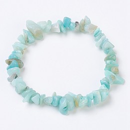 Honeyhandy Natural Amazonite Stretch Bracelets, Nuggets, 2-1/8 inch(5.5cm)