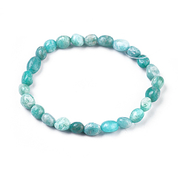 Honeyhandy Natural Amazonite Bead Stretch Bracelets, Tumbled Stone, Nuggets, Inner Diameter: 2~2-1/4 inch(5.2~5.6cm)