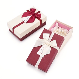 Honeyhandy Cardboard Jewelry Boxes, for Jewelry Gift Packaging, Rectangle with Bowknot, Mixed Color, 14.8x8.7x5.4cm