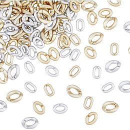 480Pcs 3 Styles Spray Painted CCB Plastic Linking Rings Gold and Sliver Quick Link Connectors Oval/Twist Link Curb Production of Earring Necklace Bracelet for Jewelry Making DIY