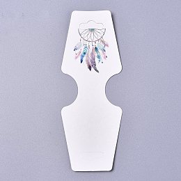 Honeyhandy Cardboard Fold Over Paper Display Hanging Cards, Used For Necklace, Earrings and Pendants Accessory Display, Colorful, 120x45x0.4mm, Hole: 2mm and 6.5x18mm