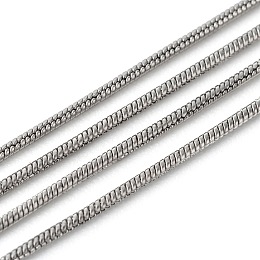 Honeyhandy 304 Stainless Steel Round Snake Chains, Stainless Steel Color, 0.9mm