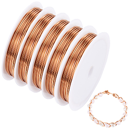 SUNNYCLUE 5 Rolls Copper Jewelry Craft Wire, Nickel Free, Round, Raw, 20 Gauge, 0.8mm, about 9.84 Feet(3m)/roll