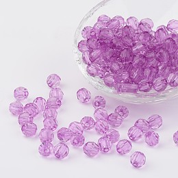 Honeyhandy Transparent Acrylic Beads, Faceted, Round, Plum, 8mm, Hole: 1.5mm, about 1800pcs/500g