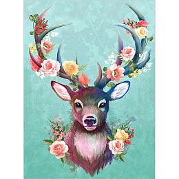 Honeyhandy 5D DIY Diamond Painting Animals Canvas Kits, with Resin Rhinestones, Diamond Sticky Pen, Tray Plate and Glue Clay, Deer Pattern, 30x20x0.02cm