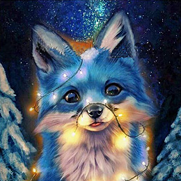 Honeyhandy DIY 5D Animals Fox Pattern Canvas Diamond Painting Kits, with Resin Rhinestones, Sticky Pen, Tray Plate, Glue Clay, for Home Wall Decor Full Drill Diamond Art Gift, Fox Pattern, 35x35x0.03cm