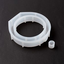 Honeyhandy Round Ring Display Holder Silicone Molds, for Test Tube of Water Planting, Resin Casting Molds, White, 157x154x32mm, Inner Diameter: 142x140mm, Hole: 17mm & 21x19mm, 2pcs/set