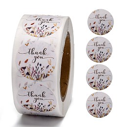 Honeyhandy 1 Inch Thank You Stickers, Self-Adhesive Kraft Paper Gift Tag Stickers, Adhesive Labels, for Festival, Christmas, Holiday Presents, with Word Thank You, Colorful, Sticker: 25mm, 500pcs/roll