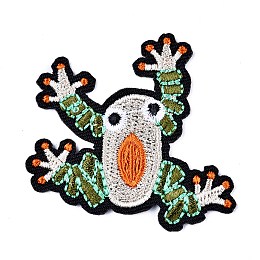 Honeyhandy Frog Shape Computerized Embroidery Cloth Iron on/Sew on Patches, Costume Accessories, Appliques, Mixed Color, 52x48x1.9mm