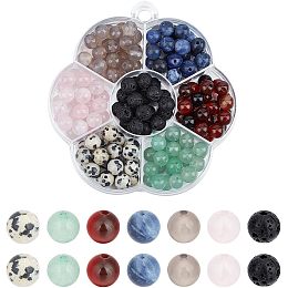 NBEADS About 154 Pcs Natural Stone Beads Kit, 6mm Mixed Round Gemstone Beads Chakra Crystal Beads Loose Spacer Beads for DIY Bracelet Necklaces Jewelry Making