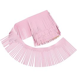 PandaHall Elite 2 Yards Leather Fringe Trim, 4 Inch PU Leather Tassels Pink Tassel Trim DIY Dance Skirt Tassel Fringe Wrap Cover for Keychain Clothes Dress DIY Lamp Shade Bag Sewing Craft Embellishment