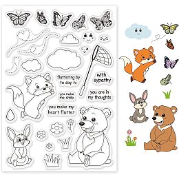 GLOBLELAND Butterflies and Animals Silicone Clear Stamps Transparent Stamps for Festival Birthday Cards Making DIY Scrapbooking Photo Album Decoration Paper Craft