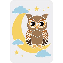 FINGERINSPIRE Owl Stencils for Painting 11.7x8.3inch Reusable Owl Stencil Owl Halloween Decorating Stencil Nocturnal Animal and Moon Stencils for Painting on Wall, Furniture, Wood, Paper