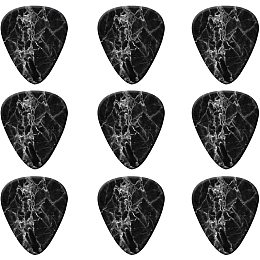 GLOBLELAND 9 Pack Black Marble Guitar Picks Premium Celluloid Picks Sampler for Classical Guitar Electric Guitar