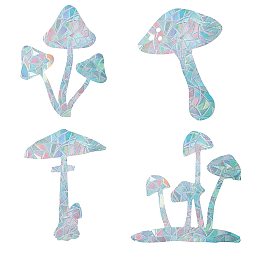 GORGECRAFT 16PCS Mushroom Window Clings Static Decal Anti Collision Glass Stickers Non Adhesive Vinyl Film Home Decorations Decals for Sliding Doors Windows Prevent Stop Birds Dogs