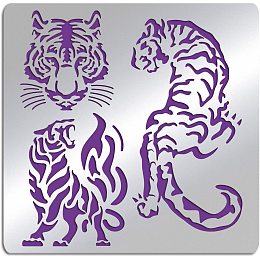 FINGERINSPIRE Tiger Metal Journal Stencil Metal Painting Template Stainless Steel Multifunctional Planner Metal Stencils Metal Templates for Wood Burning DIY, Engraving, Painting, Scrapbooking