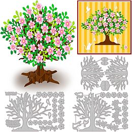 GLOBLELAND 3 Sets 22Pcs 3D Cherry Tree Cutting Dies for Card Making Cherry Blossom Plant Carbon Steel Embossing Stencils Template for Decorative Embossing Paper Card DIY Scrapbooking Album Craft