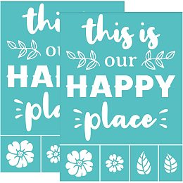 OLYCRAFT 2Pcs Silk Screen Stencils Self-Adhesive Silk Screen Printing Stencils "This is Our Happy Place" Screen Printing Template for Painting on Wood-140x195mm