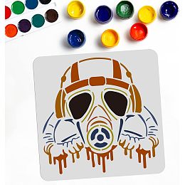 Gas Mask Stencil Mask Drawing Painting Stencils 11.8"×11.8" Reusable Stencils for Painting Templates Decor on Walls Fabric Furniture Art Craft DIY Scrapbook Photo Album