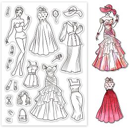 GLOBLELAND Fashion Dress Up Background Clear Stamps Fashion Dress Decorative Clear Stamps Silicone Stamps for Card Making and Photo Album Decorations for Card Making Scrapbooking