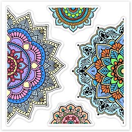 GLOBLELAND Mandala Floral Plants Clear Stamps Flower Embossing Stamp Sheets Silicone Clear Stamps Seal for DIY Scrapbooking and Card Making Paper Craft Decor (Colorful)