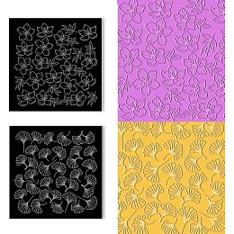 BENECREAT 2Pcs Acrylic Textured Mat, Cherry Blossom and Gingko Patterns Acrylic Clay Texture Sheets Embossing Polymer Clay Tools for Clay Earrings Making Jewelry Design, 4x4inch