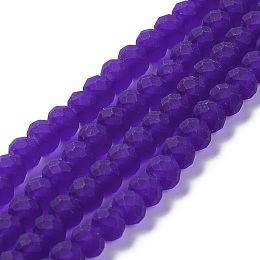 Honeyhandy Transparent Glass Beads Strands, Faceted, Frosted, Rondelle, Blue Violet, 4mm, Hole: 1mm