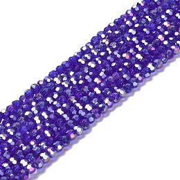 Transparent Glass Beads, 32 Facets, AB Color Plated, Round, Mauve, 3.5x3mm, Hole: 1mm, about 168~169pcs/strand, 19.09''(48.5cm)