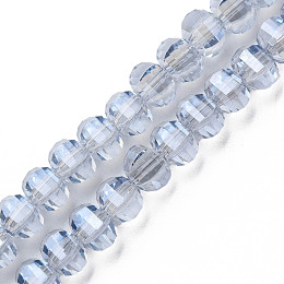 Electroplate Transparent Glass Beads Strands, Pearl Luster Plated, Faceted, Round, Cornflower Blue, 10x9mm, Hole: 1.5mm, about 72pcs/strand, 25.98 inch(66cm)