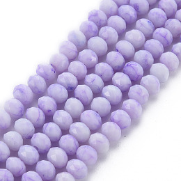 Arricraft Opaque Baking Painted Glass Beads Strands, Imitation Stones, Faceted, Rondelle, Lilac, 6x5mm, Hole: 1mm, about 80~81pcs/strand, 14.76 inch~14.96 inch(37.5~38cm)