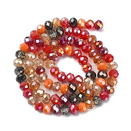 Honeyhandy Electroplate Glass Beads Strands, Faceted, Rondelle, Red, 5.5~6x5mm, Hole: 1mm, about 90~92pcs/strand, 16.54 inch~16.93 inch(42~43cm)