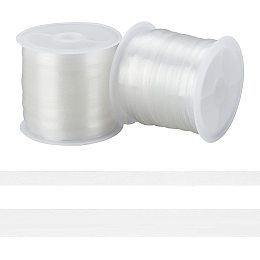 NBEADS 32.8 Yds Clear Elastic Strap, 4mm/8mm Wide Transparent Elastic Band Clear Bra Strap Lightweight Clear Elastic for DIY Shoulder Bra Clothes Sewing Project