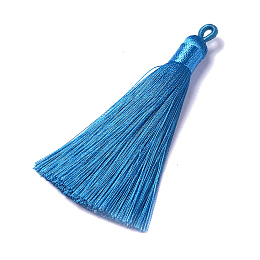 Honeyhandy Polyester Tassel Pendants, Steel Blue, 78~82x8mm, Hole: 2~4mm